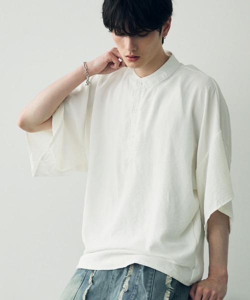 tシャツ Over size wide sleeve tops / オーバーサイズワイドスリーブノーカラートップス メンズ レディース | Shoowtime | 06