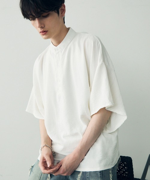 tシャツ Over size wide sleeve tops / オーバーサイズワイドスリーブノーカラートップス メンズ レディース | Shoowtime | 07