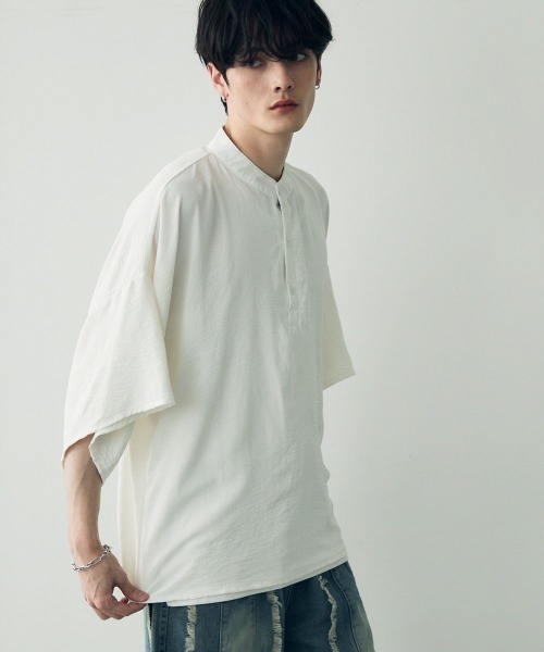 tシャツ Over size wide sleeve tops / オーバーサイズワイドスリーブノーカラートップス メンズ レディース | Shoowtime | 08