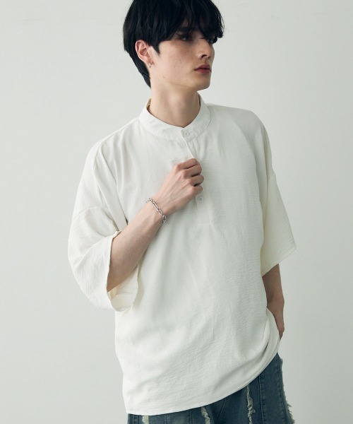 tシャツ Over size wide sleeve tops / オーバーサイズワイドスリーブノーカラートップス メンズ レディース | Shoowtime | 11