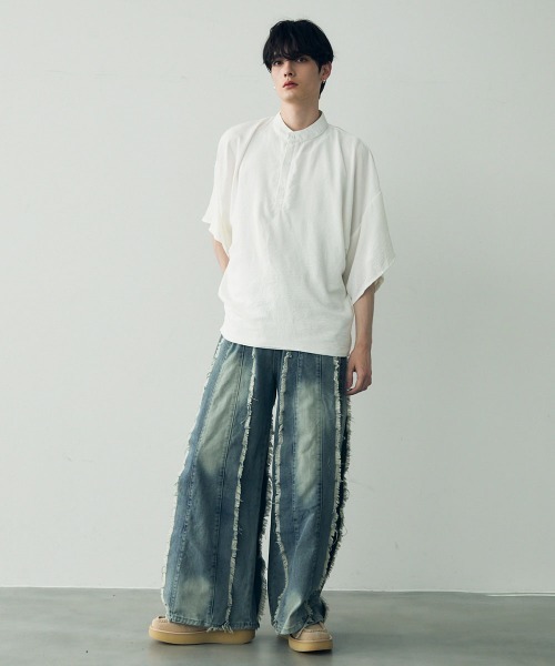 tシャツ Over size wide sleeve tops / オーバーサイズワイドスリーブノーカラートップス メンズ レディース | Shoowtime | 16