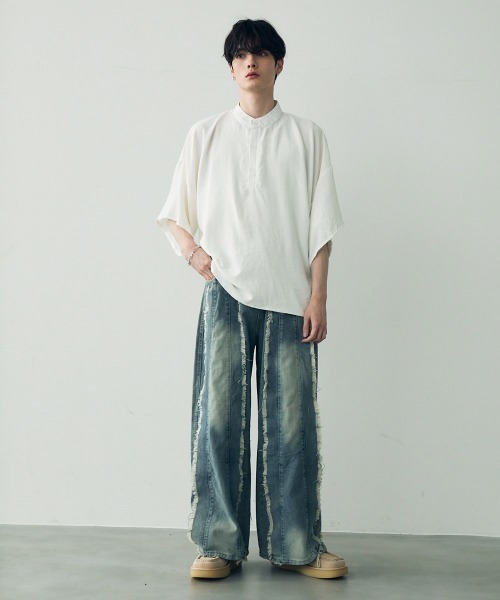 tシャツ Over size wide sleeve tops / オーバーサイズワイドスリーブノーカラートップス メンズ レディース | Shoowtime | 17