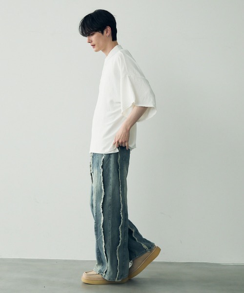 tシャツ Over size wide sleeve tops / オーバーサイズワイドスリーブノーカラートップス メンズ レディース | Shoowtime | 20