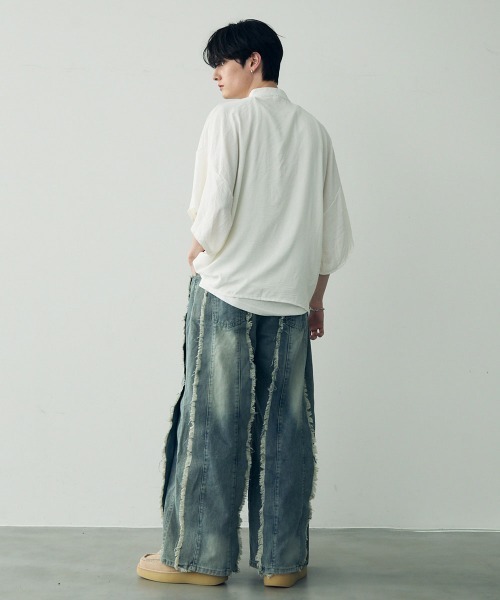 tシャツ Over size wide sleeve tops / オーバーサイズワイドスリーブノーカラートップス メンズ レディース | Shoowtime | 22