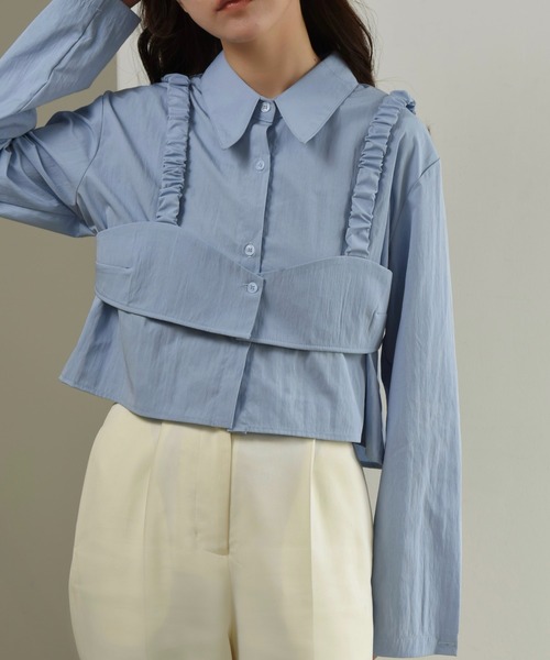 ブラウス シャツ bustier layered short shirt set / ビスチェレイヤードショートシャツセット レディース