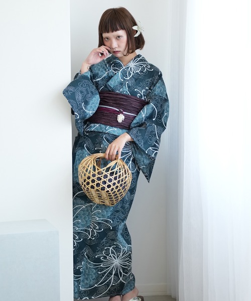 ニコアンティーク 高級変わり織 浴衣3点セット ( ゆかた・帯