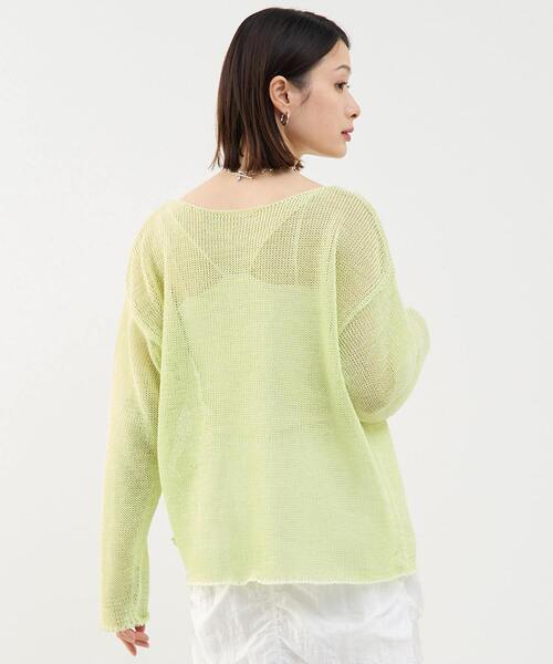 soffitto ニット セーター リネン混ボートネックシアーニット