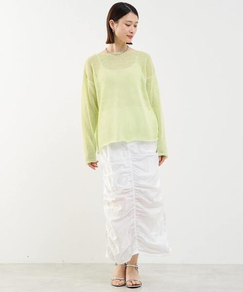 soffitto ニット セーター リネン混ボートネックシアーニット
