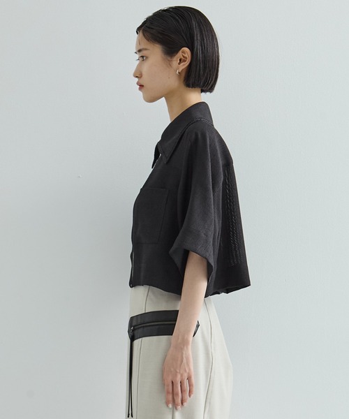 ブラウス シャツ 「STUDIOUS/ステュディオス」Half Sleeve Mesh Shirt/ハーフスリーブメッシュシャツ レディース STUDIOUS ブラウス シャツ 「STUDIOUS/ステュディオス」Half