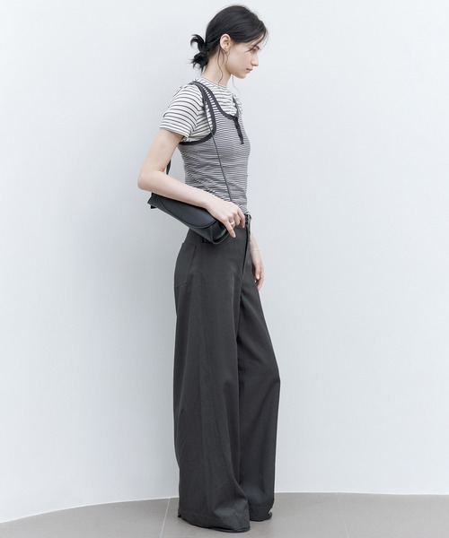 tシャツ 「tageechita」ステッチ入り アシンメトリーヘム Tシャツ・サマーウール レディース tageechita tシャツ 「tageechita」ステッチ入り アシンメトリー
