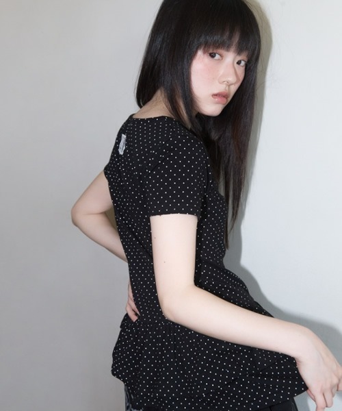 tシャツ FANCY CLUB/ファンシークラブ Frill Layered Dot Tee レイヤード Tシャツ レディース
