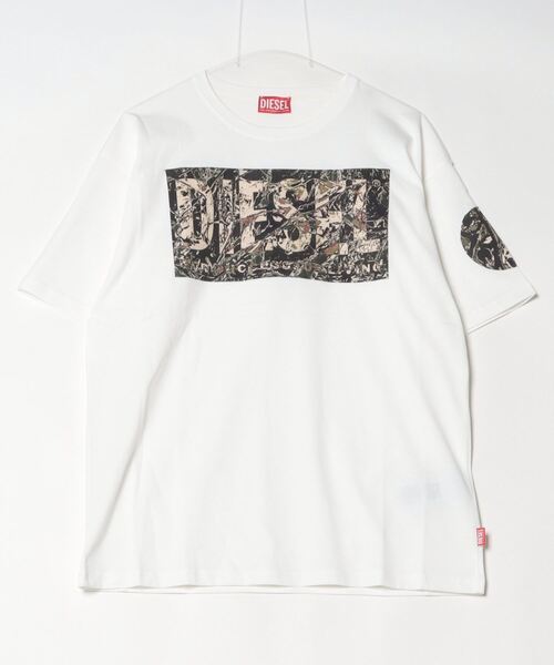 DIESEL ホワイト 半袖Tシャツ DIESEL 【SALE】ディーゼル Tシャツ メンズ カットソー クルー
