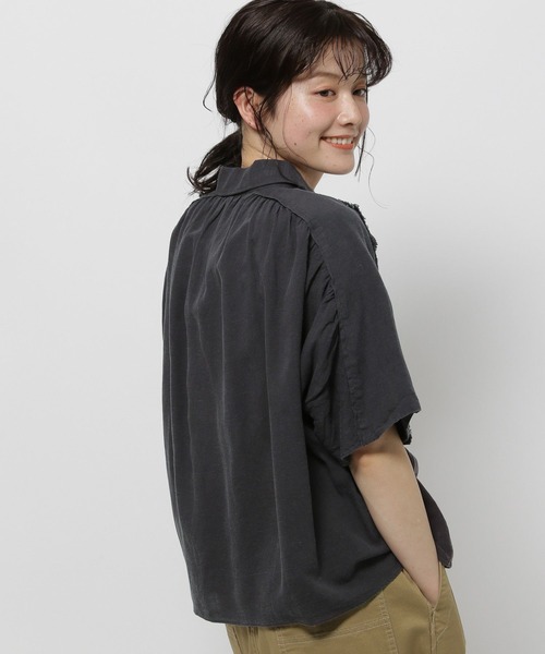 ブラウス シャツ COMFORTリネンフリルシャツ レディース