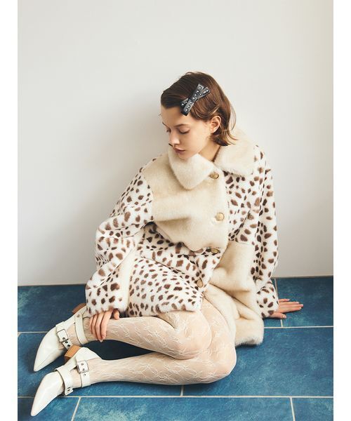 furfur ファーファー　エコファー ミックス　　ブルゾン　パッチワーク エコファーコンビショートブルゾン(ジャケット)｜アウター