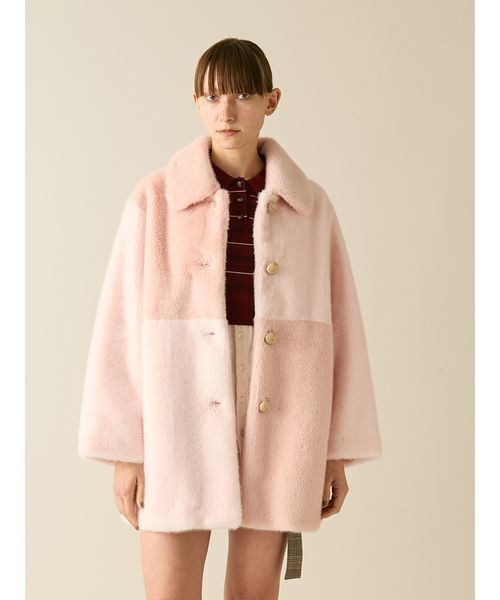 FURFUR ステンカラーコート コート パッチワークエコファー