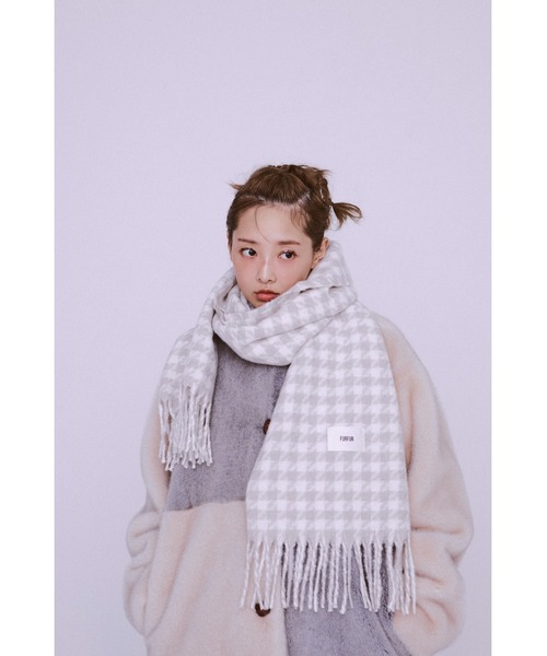 パッチワーク 毛皮風コート サイズ44 完売品 FURFUR ステンカラーコート コート パッチワークエコファー