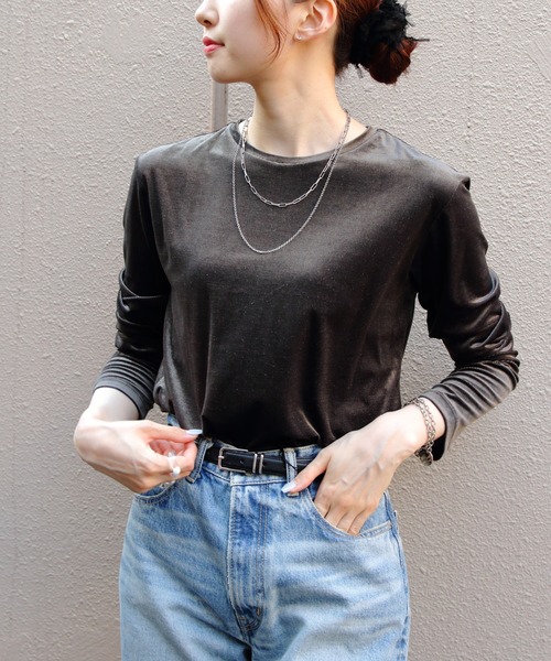 tシャツ THE SHINZONE/シンゾーン　ベロアロングスリーブTEE　VELOURS LONG SLEEVE TEE　25AMSCU03 レディ THE SHINZONE tシャツ SHINZONE/シンゾーン ベロアロング