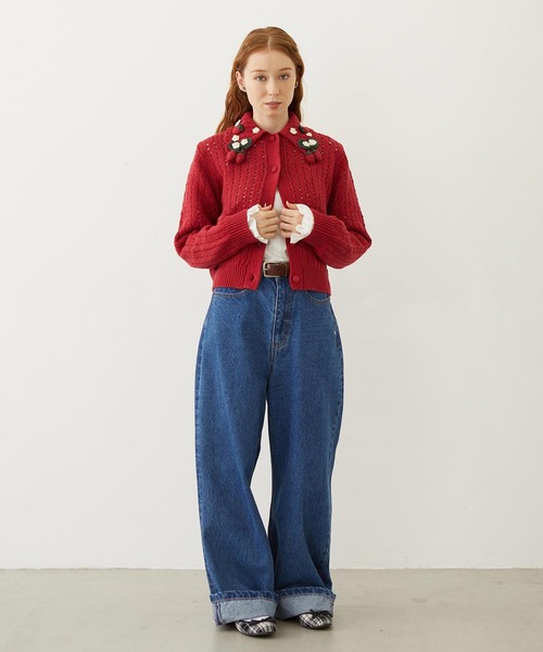 MILKFED.（ミルクフェド） カーディガン STRAWBERRY KNIT CARDIGAN