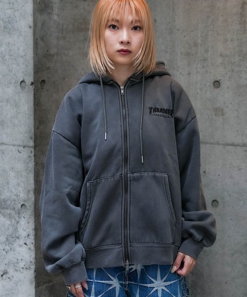 パーカー 「THRASHER / スラッシャー」ピグメントキモウＺＩＰフーディー 裏起毛 ヘビースウェット マグロゴ メンズ レディース_8