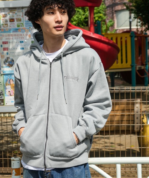 パーカー 「THRASHER / スラッシャー」ピグメントキモウＺＩＰフーディー 裏起毛 ヘビースウェット マグロゴ メンズ レディース_16