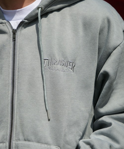 パーカー 「THRASHER / スラッシャー」ピグメントキモウＺＩＰフーディー 裏起毛 ヘビースウェット マグロゴ メンズ レディース_17