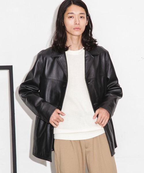 NANO UNIVERSE ブラック　羊レザージャケット L NANO universe（ナノ・ユニバース） レザージャケット L ブラック