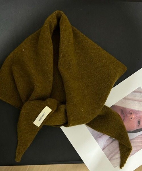 スカーフ バンダナ ウール100%素材 三角ニットスカーフ レディース