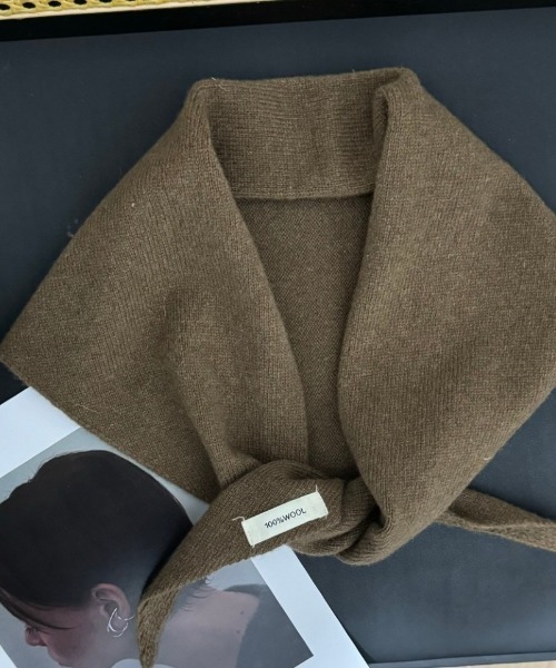 スカーフ バンダナ ウール100%素材 三角ニットスカーフ レディース