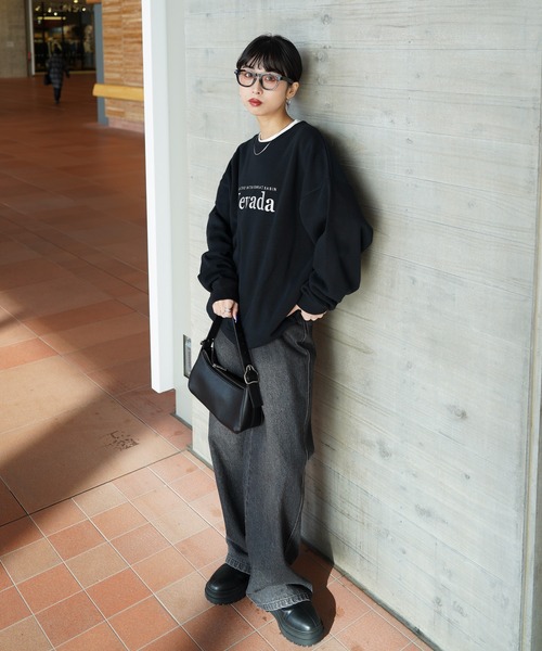 トレーナー スウェット 裏起毛アソートカラフルロゴ刺繍スウェット