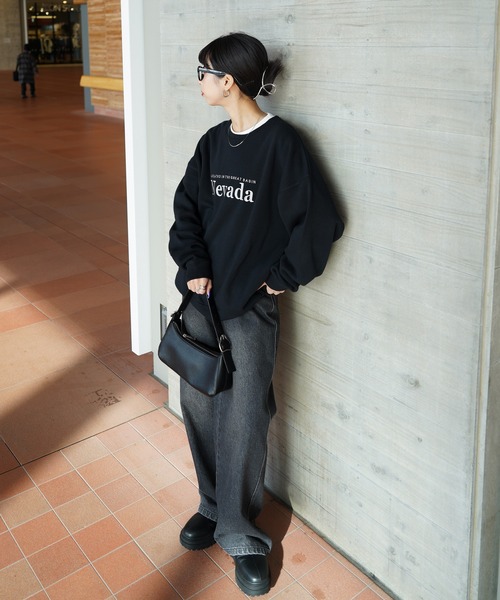 トレーナー スウェット 裏起毛アソートカラフルロゴ刺繍スウェット