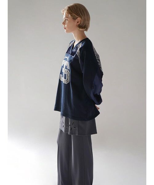 tシャツ SATIN×LACE NUMBERNG LONG SLEEVE GAME SWEAT レディース
