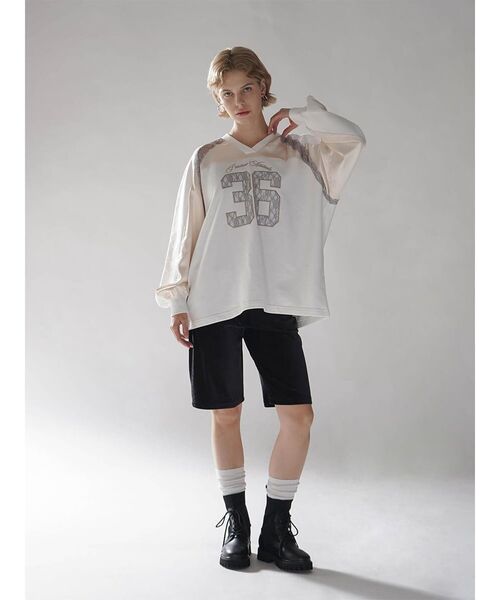tシャツ SATIN×LACE NUMBERNG LONG SLEEVE GAME SWEAT レディース