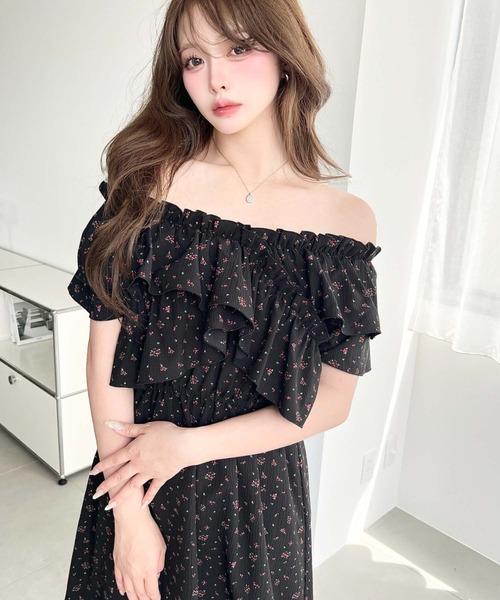 処分しました 2way 小花柄ワンピース  チュニック オフショルダー 2way小花柄フリルミニワンピース | Chico(チコ)レディース | PAL