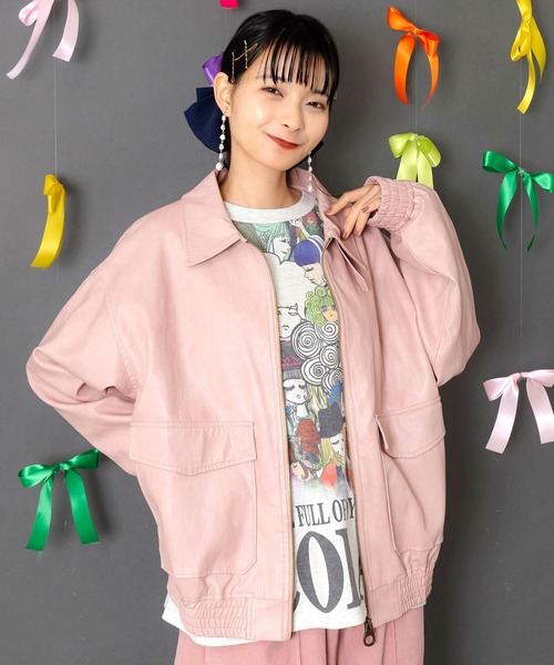 ScoLar（スカラー） ブルゾン アウター 153771：ネコ刺繍フェイク