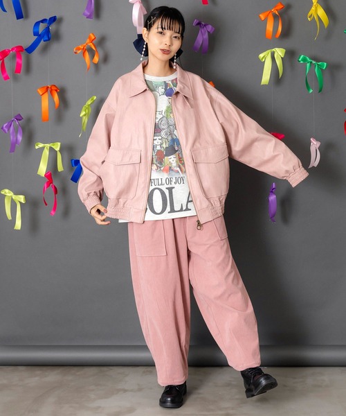 ScoLar（スカラー） ブルゾン アウター 153771：ネコ刺繍フェイク