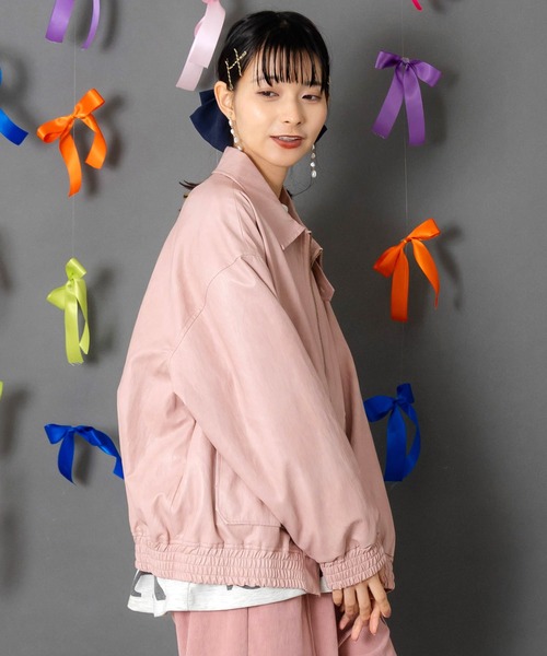 ScoLar（スカラー） ブルゾン アウター 153771：ネコ刺繍フェイク