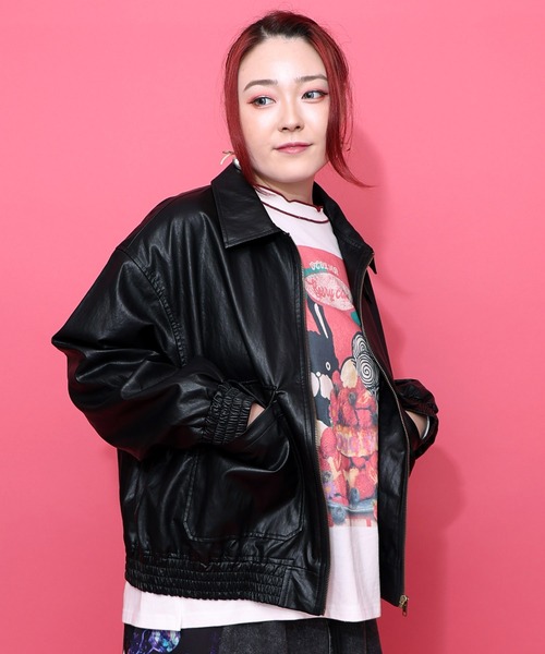 ScoLar（スカラー） ブルゾン アウター 153771：ネコ刺繍フェイク