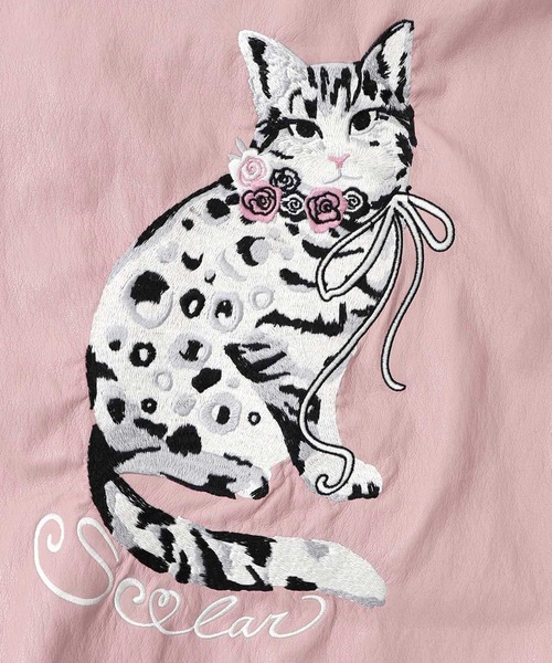 ScoLar（スカラー） ブルゾン アウター 153771：ネコ刺繍フェイク