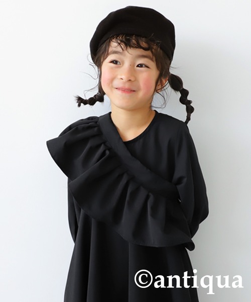 「antiqua」 「KIDS」長袖ワンピース 160 ブラック キッズ_画像2