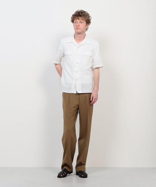 シャツ 「別注」Salvatore Piccolo BRYAN コットンメッシュ ダブルポケットオープンカラー ハーフスリーブシャツ メンズの画像