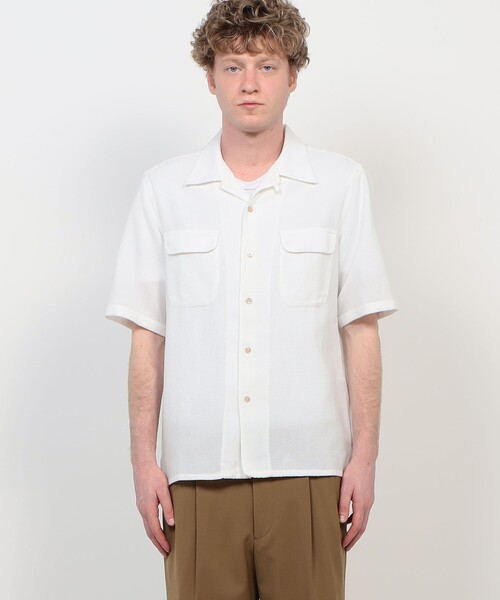 シャツ 「別注」Salvatore Piccolo BRYAN コットンメッシュ ダブルポケットオープンカラー ハーフスリーブシャツ メンズの画像