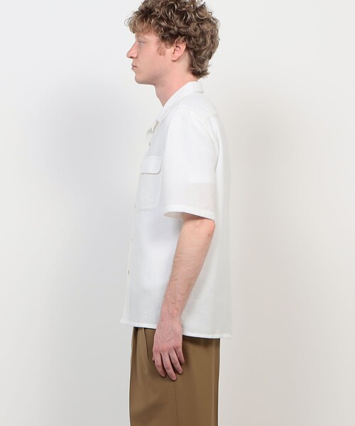 シャツ 「別注」Salvatore Piccolo BRYAN コットンメッシュ ダブルポケットオープンカラー ハーフスリーブシャツ メンズの画像
