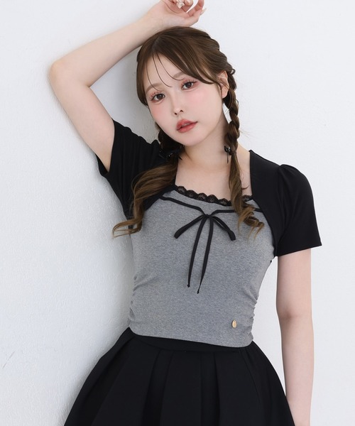 one after another NICE CLAUP tシャツ 半袖 ボレロレイヤード風