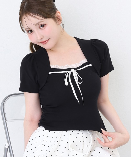 one after another NICE CLAUP tシャツ 半袖 ボレロレイヤード風