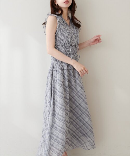natural couture ワンピース ウエストシャーリングプチハイワンピース