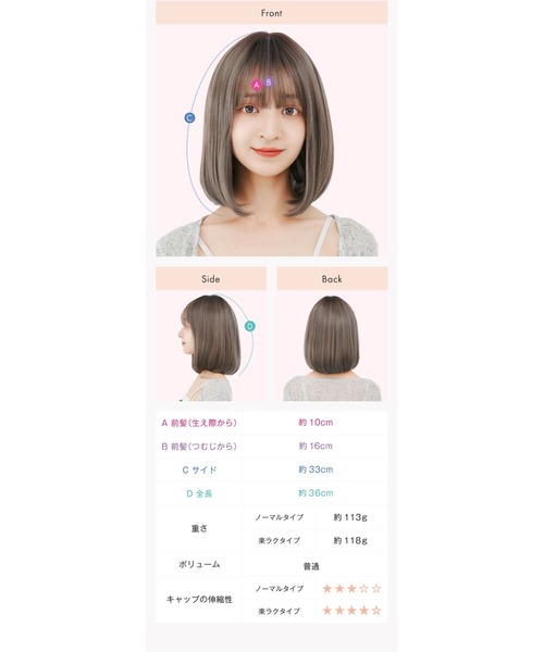ウィッグ・エクステ H LINEASTORIA ウィッグ エクステ 「フルウィッグ・ミディアム」HEART