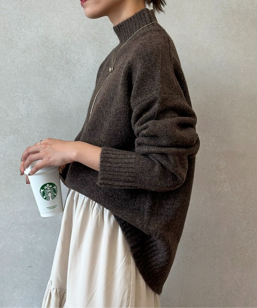 41888 PINORE レディース　セーター　こげ茶 CPCM ニット セーター 23AWもちっとカラーハイネックニット