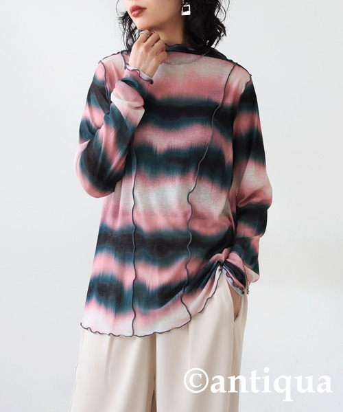 tシャツ ニュアンスTee レディース antiqua tシャツ ニュアンス柄メロウリブトップス レディース