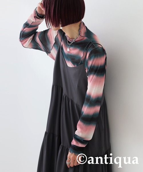 tシャツ ニュアンスTee レディース antiqua tシャツ ニュアンス柄メロウリブトップス レディース