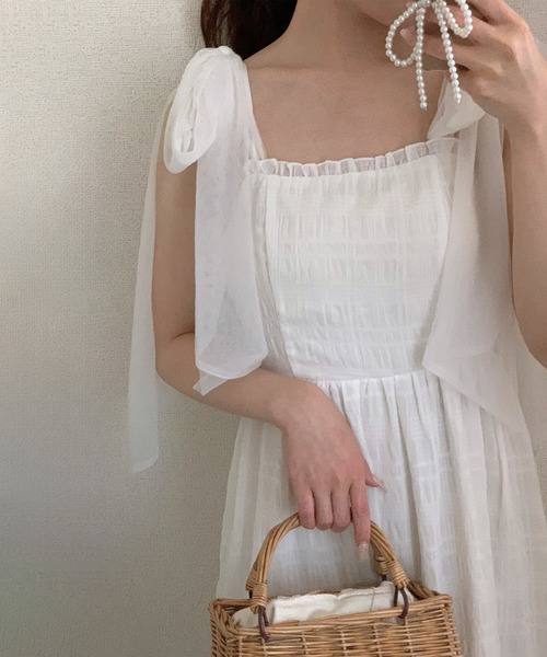 上品 肩リボン ワンピース 長袖 ドレス シアー感 クラシカル ♪ ワンピース レディース シアースリーブロングドレス 長袖 60代